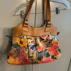 Vintage Patricia Nash floral Tan Leather Bag